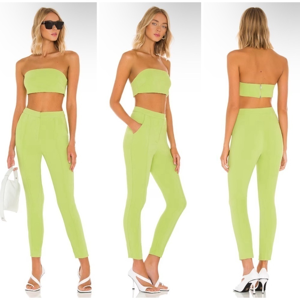 Superdown Remy Bandeau Pant Set in Lime Top S Pants M